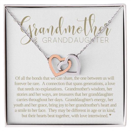 Grandmother and Granddaughter Necklace |  Mothers Day Gift for Grandma, Grandma Gift,  Birthday Gift, Two Heart Necklace Connected, Jewelry For Grandmother, Granddaughter Gift