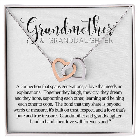 Grandmother and Granddaughter Necklace |  Mothers Day Gift for Grandma, Grandma Gift,  Birthday Gift, Two Heart Necklace Connected, Jewelry For Grandmother, Granddaughter Gift