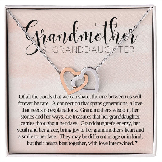 Grandmother and Granddaughter Necklace |  Mothers Day Gift for Grandma, Grandma Gift,  Birthday Gift, Two Heart Necklace Connected, Jewelry For Grandmother, Granddaughter Gift