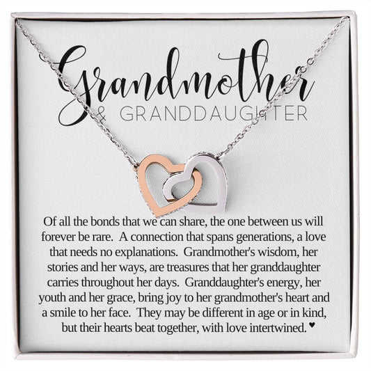 Grandmother and Granddaughter Necklace |  Mothers Day Gift for Grandma, Grandma Gift,  Birthday Gift, Two Heart Necklace Connected, Jewelry For Grandmother, Granddaughter Gift