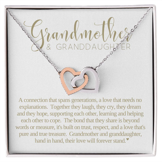 Grandmother and Granddaughter Necklace |  Mothers Day Gift for Grandma, Grandma Gift,  Birthday Gift, Two Heart Necklace Connected, Jewelry For Grandmother, Granddaughter Gift