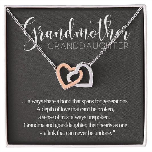 Grandmother and Granddaughter Necklace |  Mothers Day Gift for Grandma, Grandma Gift,  Birthday Gift, Two Heart Necklace Connected, Jewelry For Grandmother, Granddaughter Gift