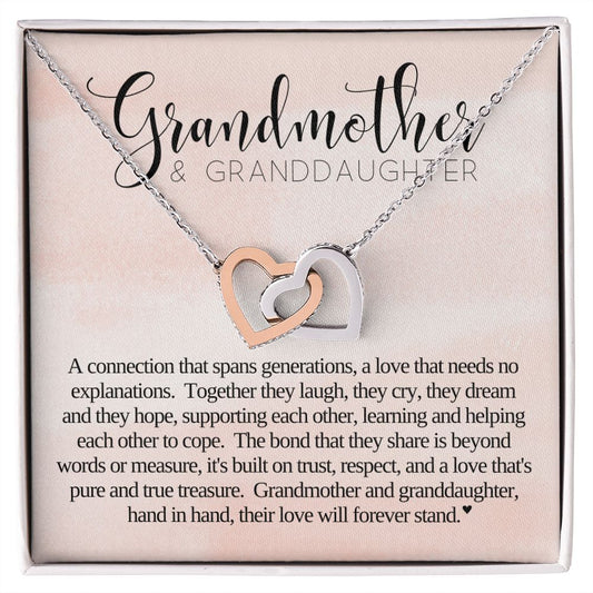 Grandmother and Granddaughter Necklace |  Mothers Day Gift for Grandma, Grandma Gift,  Birthday Gift, Two Heart Necklace Connected, Jewelry For Grandmother, Granddaughter Gift