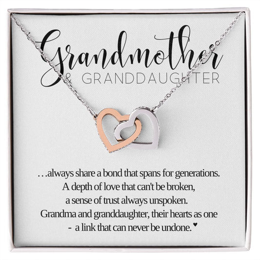 Grandmother and Granddaughter Necklace |  Mothers Day Gift for Grandma, Grandma Gift,  Birthday Gift, Two Heart Necklace Connected, Jewelry For Grandmother, Granddaughter Gift