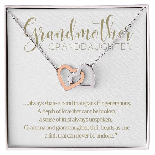 Grandmother and Granddaughter Necklace |  Mothers Day Gift for Grandma, Grandma Gift,  Birthday Gift, Two Heart Necklace Connected, Jewelry For Grandmother, Granddaughter Gift